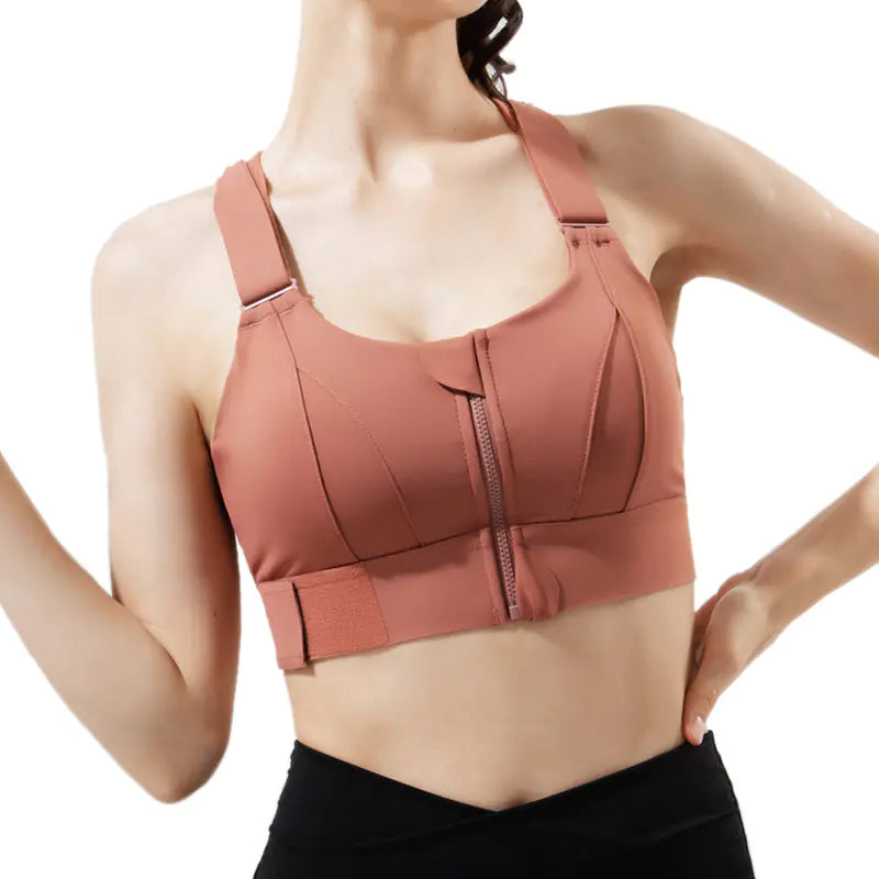 High-Impact Women's Sports Bra with Front Zipper