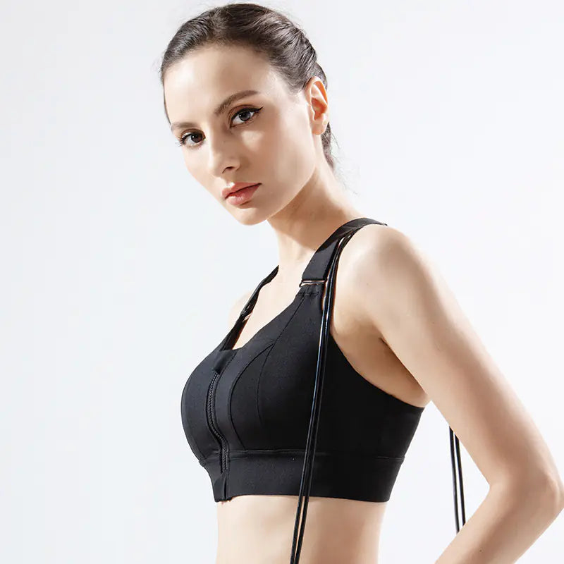 High-Impact Women's Sports Bra with Front Zipper