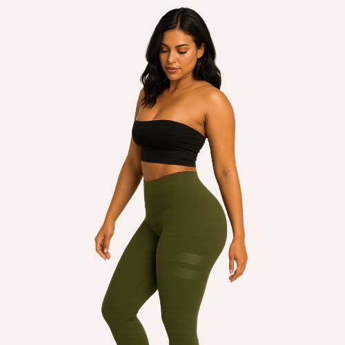 Leggings FitCurve Senselle en color verde vista frontal